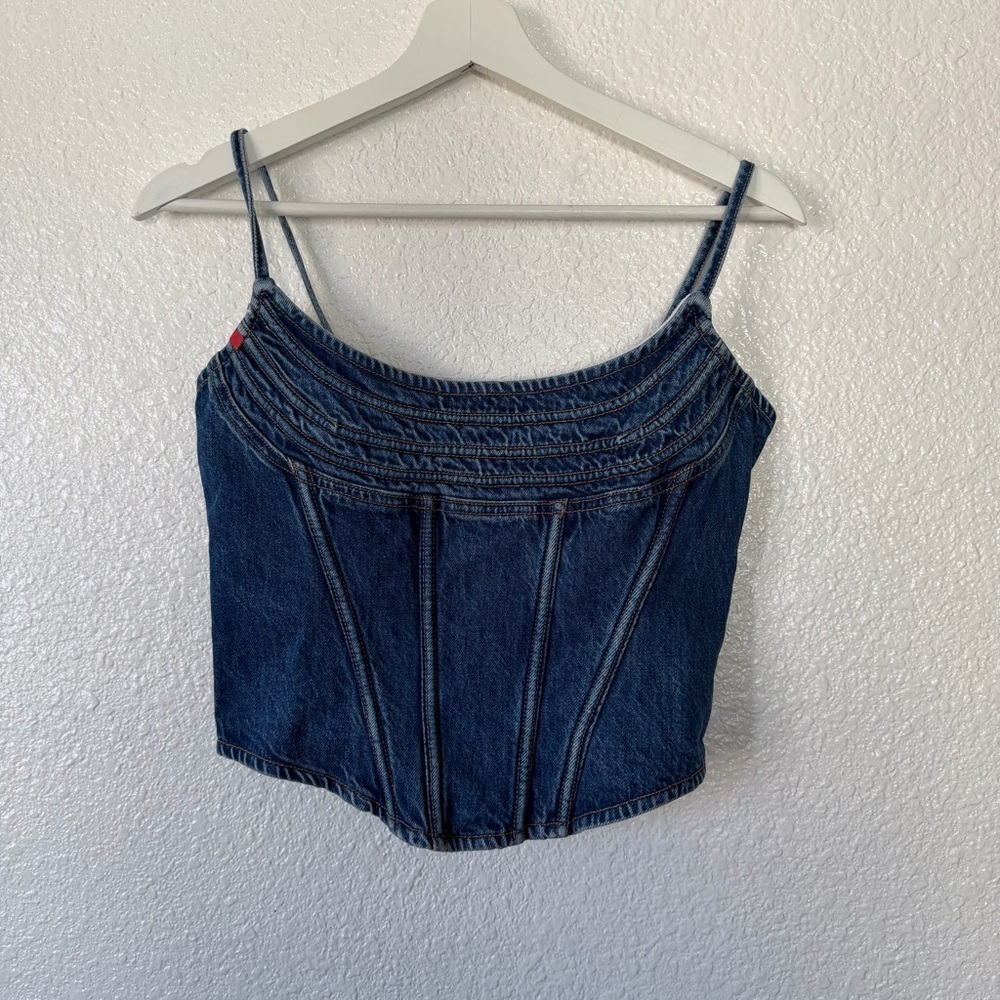NWT Cult Gaia CHIYA Denim Top 2 - Picture 5 of 10